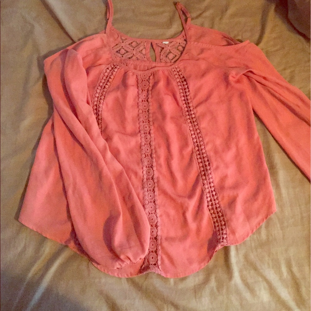 Drop Shoulder Coral blouse